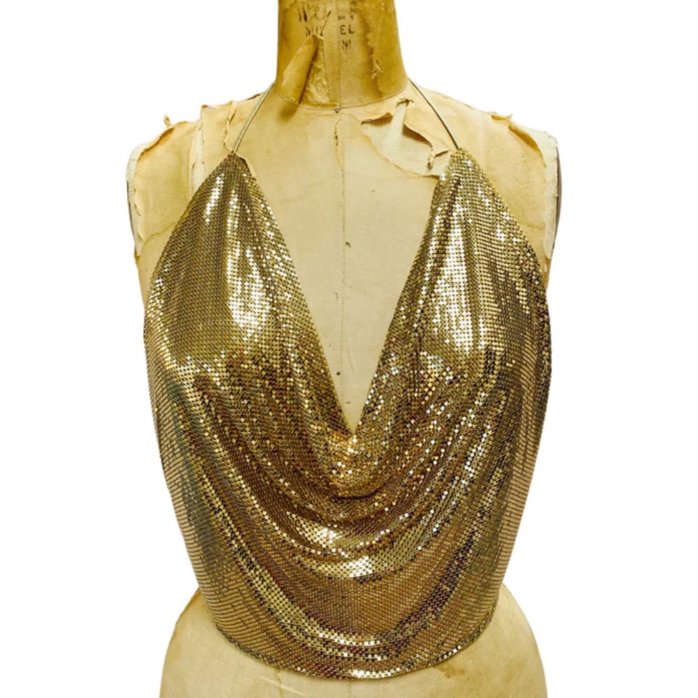 RARE Vintage 1970s whiting and Davis gold chain top in original packaging